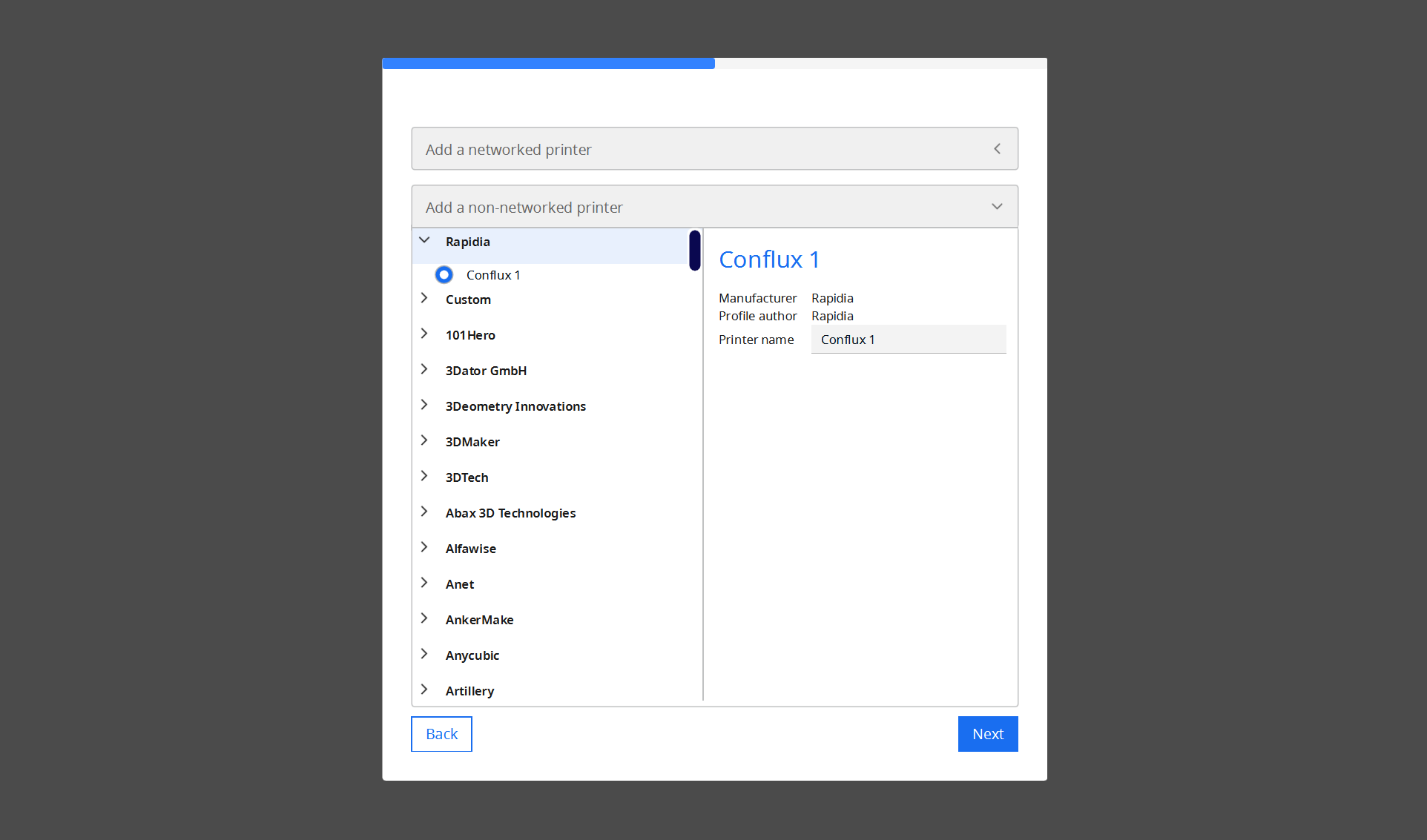 Rapidia Printer Setup